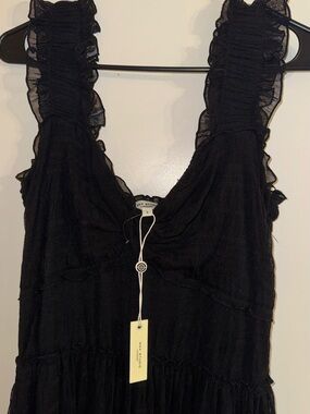 Black Ruffled Sleeveless Dress